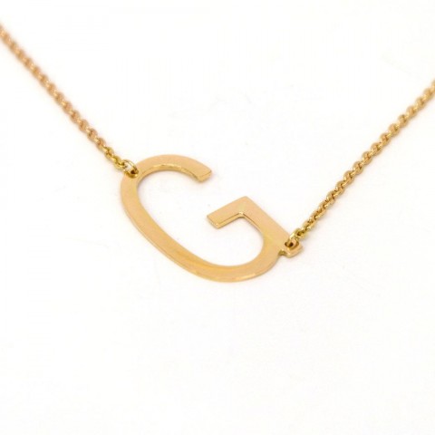 17K GOLD - SIDE INITIAL NECKLACE